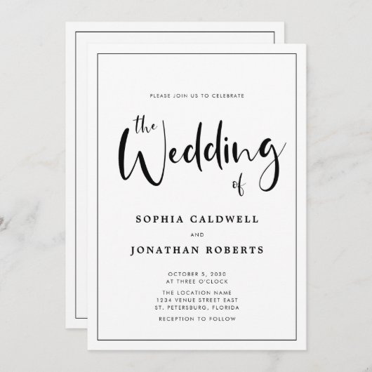 Alles-in-één met details over de rand van het huwe kaart (Voorkant / Achterkant)