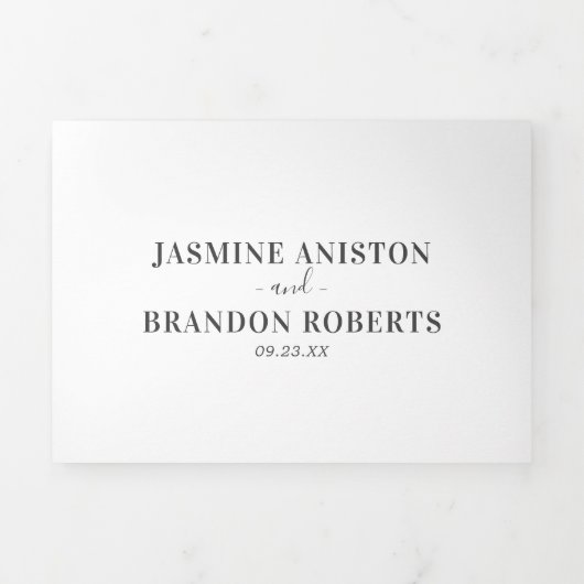 Alles in een minimalistische bruiloft drievoudige drieluik uitnodiging (Cover)