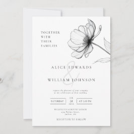 Alles in één minimalistische elegante bloemen QR b Kaart