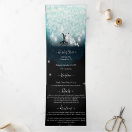 Alles in één mint blush Blue Heart Leaf Weddenscha Drieluik Uitnodiging