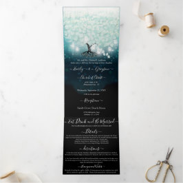 Alles in één mint blush Blue Heart Leaf Weddenscha Drieluik Uitnodiging