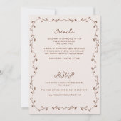 Alles in één Mocha Hand getrokken bruiloft uitnodi Kaart (Achterkant)