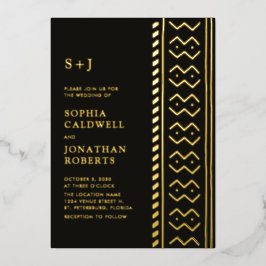 Alles in één modern monogram van een moeddoek folie uitnodiging