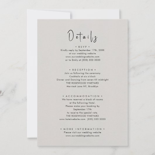 Alles in één modern script grijs minimalistische b kaart (Achterkant)