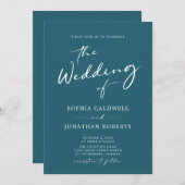 Alles in één moderne Blauwgroen blauwe bruiloft me Kaart (Voorkant / Achterkant)