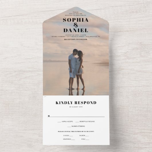 Alles in één moderne bruiloft met foto all in one uitnodiging (Binnen)