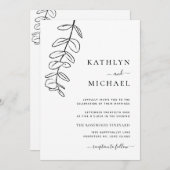 Alles in een moderne eucalyptus lijn art bruiloft kaart (Voorkant / Achterkant)