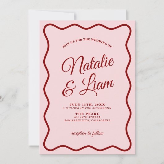 Alles in één moderne kleurrijke retro funky bruilo kaart (Voorkant)