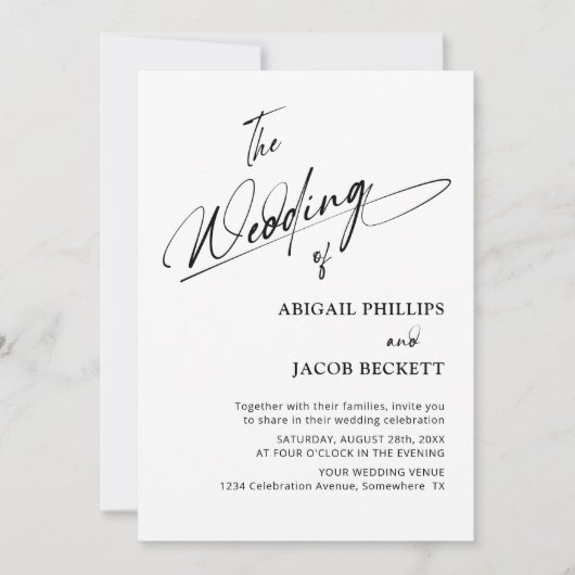 Alles in één moderne minimalistische zwart-witte b kaart (Voorkant)