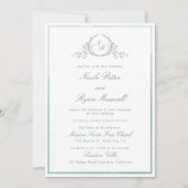 Alles-in-één Monogram Bord Groene Waterverf Bruilo Kaart (Voorkant)