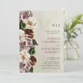 Alles in één Monogram Moody Floral Border Weddensc Kaart (Staand voorkant)