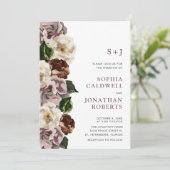 Alles in één Monogram Moody Floral Border Wedding Kaart (Staand voorkant)