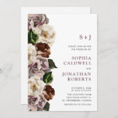 Alles in één Monogram Moody Floral Border Wedding Kaart (Voorkant / Achterkant)