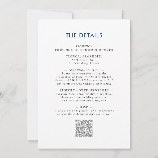 Alles in één monogram reserveblauw glitter huwelij kaart (Achterkant)