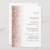 Alles in één Monogram Roos Gold Glitter Weddenscha Kaart (Voorkant / Achterkant)