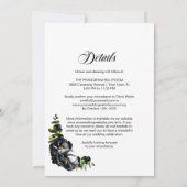 Alles in één Moody Black Floral White Wedding Kaart (Achterkant)