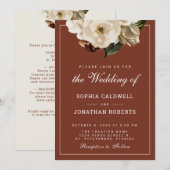 Alles in één Moody Floral Terracotta Wedding Kaart (Voorkant / Achterkant)