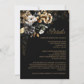 Alles in één Moody Gold Bloemen Zwart Trouwen Kaart (Achterkant)