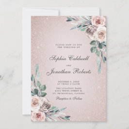 Alles in één mosterd roze Roses Boho Glitter Wedde Kaart