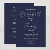 Alles in één Navy Blue Minimalist Elegant Wedding Kaart (Voorkant / Achterkant)