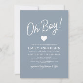 Alles in een Oh Boy Dusty Blue Baby shower Kaart (Voorkant)