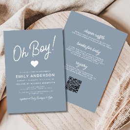 Alles in een Oh Boy Dusty Blue Baby shower Kaart
