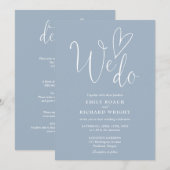 Alles in één om te doen Heart Dusty Blue Wedding Kaart (Voorkant / Achterkant)