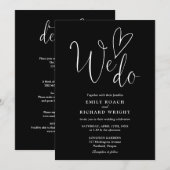 Alles in een om we doen hart zwart-wit bruiloft kaart (Voorkant / Achterkant)