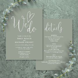 Alles in één om we doen Heart Sage Green Wedding Kaart