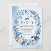 Alles in een onder het Zee Oh Boy Blue Baby shower Kaart (Voorkant)