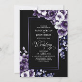 Alles in één Paarse bloemenbruiloft Kaart (Voorkant)