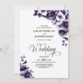 Alles in één Paarse bloemenbruiloft Kaart (Voorkant)