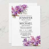 Alles in één Paarse Orchideeën Trouwuitnodiging Kaart (Voorkant / Achterkant)