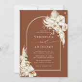 Alles in één Pampas grass Orchid Wedding Terracott Kaart (Voorkant)