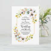 Alles in één pastel bloemenbruiloft kaart (Staand voorkant)