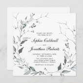 Alles in één prachtige Winter Wreath Square Wedden Kaart (Voorkant / Achterkant)