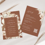 Alles in één protea pampas grass terracotta Weddin Kaart<br><div class="desc">Deze all-in-one trouwuitnodiging bevat geschilderde waterverf-eiwitten,  witte orchideeën,  droog pampas-gras,  witte anthuriums met trouwgegevens en RSVP QR-code aan de achterkant. Voor meer geavanceerde aanpassing van dit ontwerp,  te klikken gelieve de "pas verder"verbinding aan. Overeenkomende objecten zijn ook beschikbaar.</div>