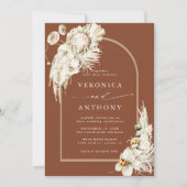 Alles in één protea pampas grass Wedding Terracott Kaart (Voorkant)