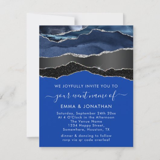 Alles in één QR-code Black Silver Blue Navy Glitte (Voorkant)