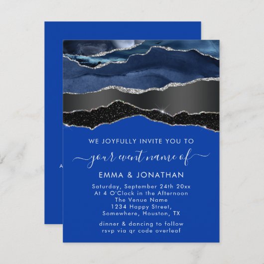 Alles in één QR-code Black Silver Blue Navy Glitte (Voorkant / Achterkant)