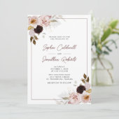 Alles in één QR-code Blush Roses Weddenschap Kaart (Staand voorkant)