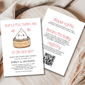 Alles in één QR Code Dumpling Baby shower Kaart