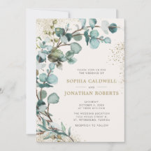 Alles in één QR-code Eucalyptus Gold Glitter Wedde