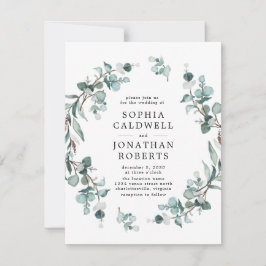 Alles in één QR-code Eucalyptus Greenery Wedding Kaart