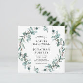 Alles in één QR-code Eucalyptus Greenery Wedding Kaart (Staand voorkant)