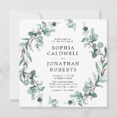 Alles in één QR-code Eucalyptus Greenery Wedding Kaart (Voorkant)