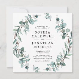 Alles in één QR-code Eucalyptus Greenery Wedding Kaart