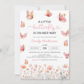 Alles in één QR Code Little Butterfly Baby shower Kaart (Voorkant)