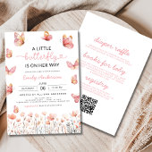 Alles in één QR Code Little Butterfly Baby shower Kaart