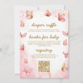Alles in één QR Code Meisje Roze Vlinder Baby show Kaart (Achterkant)